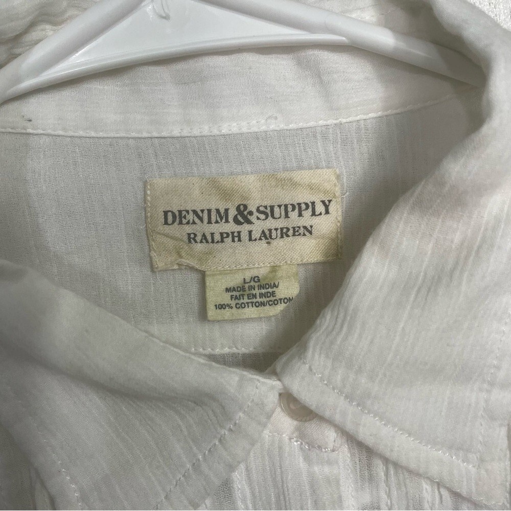 Ralph Lauren‎ Denim & Supply Tunic Mini Dress White Button Front size L NWT - Picture 5 of 8